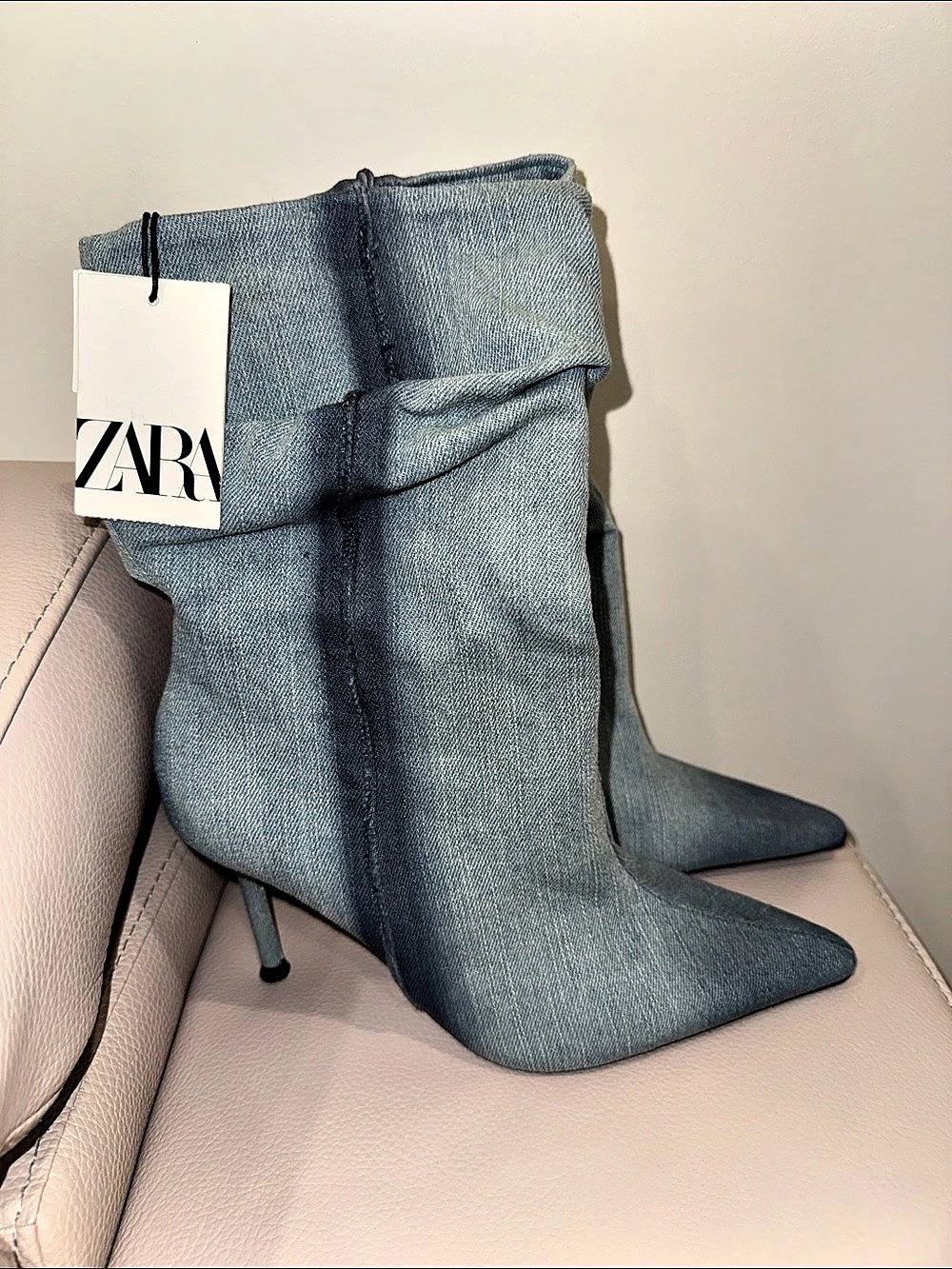 Zara Knee-high boot Pointed Toe Knee-High Boots Blue/Denim  EU 38 US 7.5 NWT